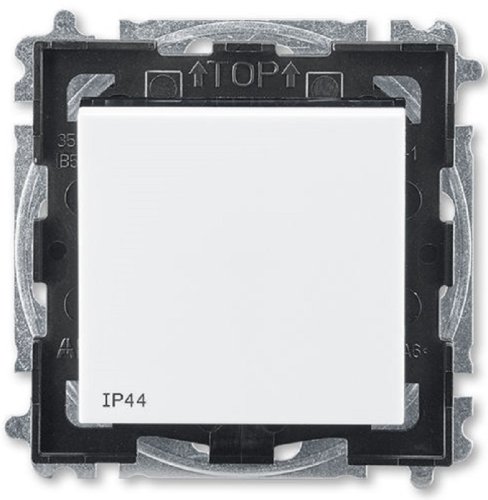 Переключатель кнопочный без рамки ABB EPJ Levit 1-кл. проходной IP44 белый/дымчатый чёрный картинка